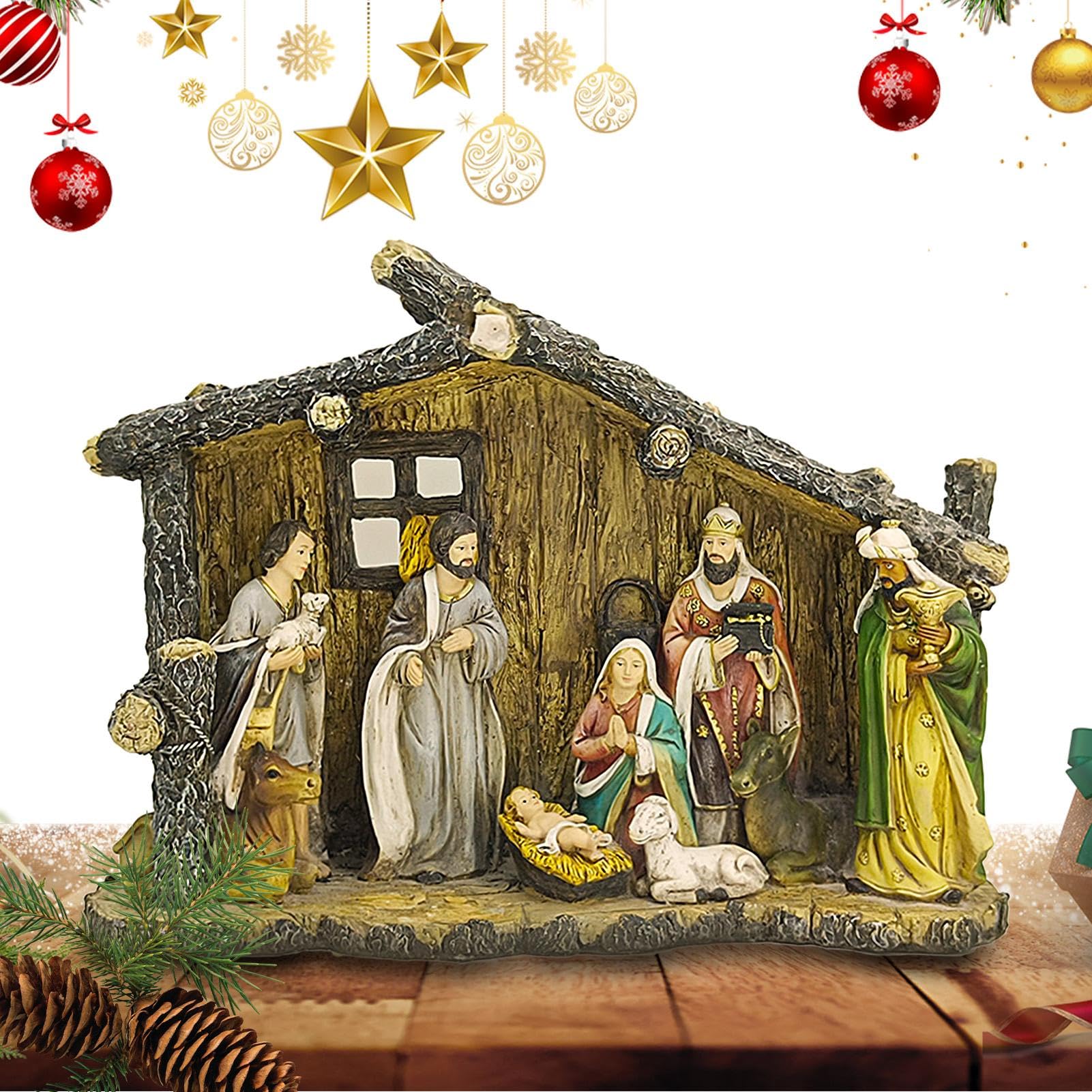 Amazon.co.jp: 飼い葉桶付きキリスト降誕セット、クリスマス